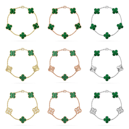 [Glow Jewelry] CLOVER 5 MOTIF MALACHITE BRACELET COLLECTION