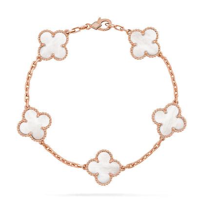 [Glow Jewelry]CLOVER WHITE PEARL MOP 5 MOTIF BRACELET COLLECTION