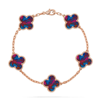 [Glow Jewelry]New CLOVER 5 MOTIF COLOR GEMSTONES BRACELET COLLECTION