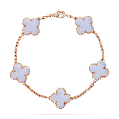 [Glow Jewelry] CLOVER 5 MOTIF PURPLE CHALCEDONY BRACELET COLLECTION