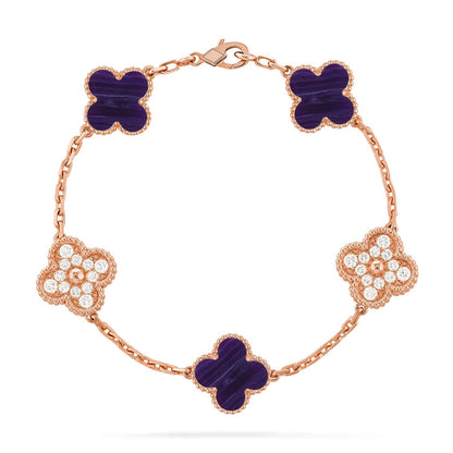 [Glow Jewelry]New CLOVER 5 MOTIF PURPLE STRIPES BRACELET COLLECTION