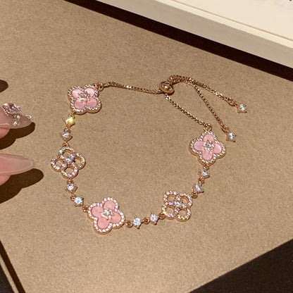 ¡®Glow Jewelry¡¯CLOVER 5 MOTIF PINK BLUE RED WHITE BRACELET