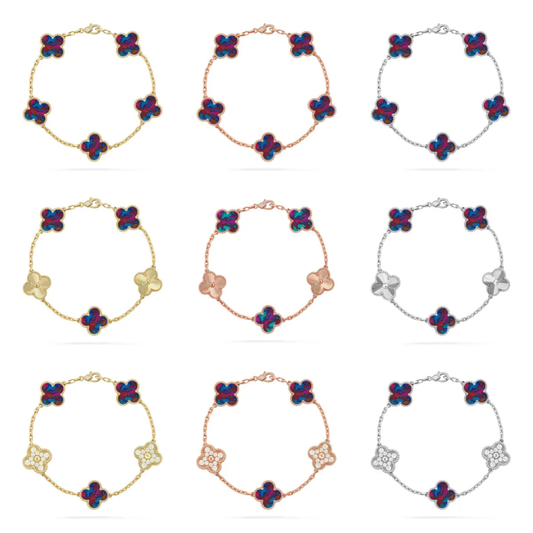 [Glow Jewelry]CLOVER 5 MOTIF COLOR GEMSTONES BRACELET COLLECTION