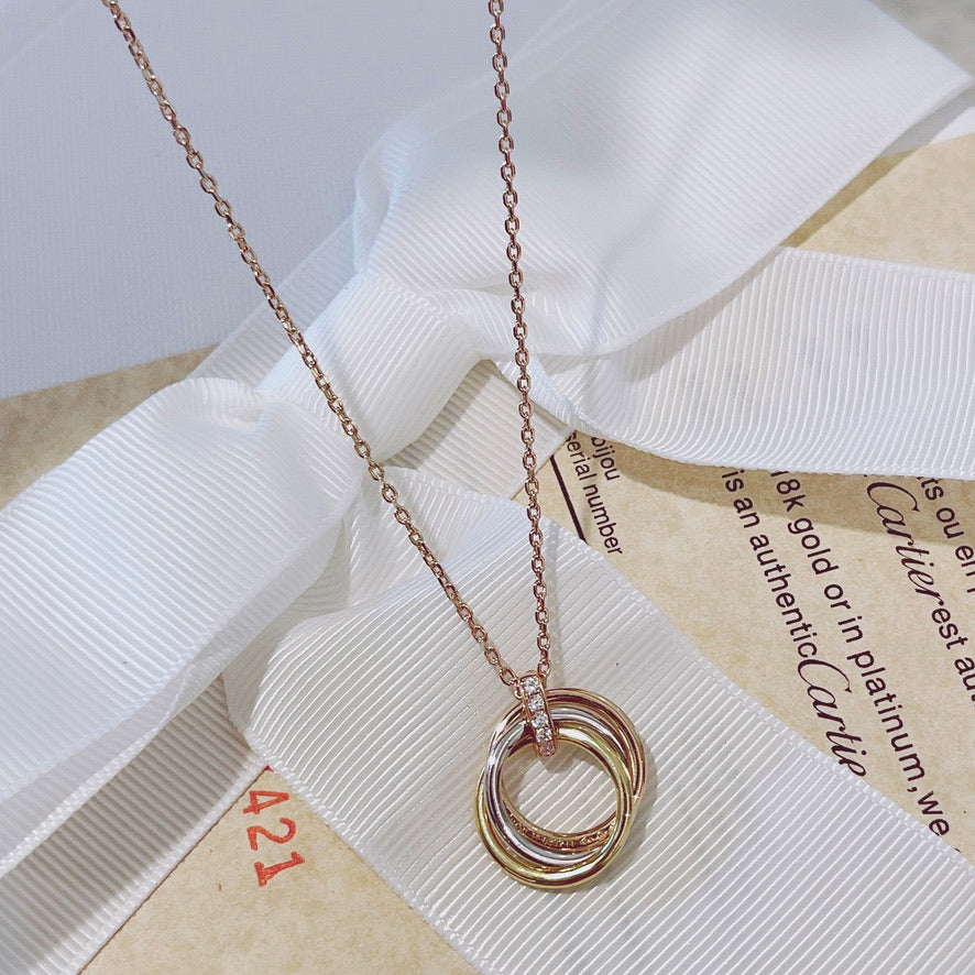 [Glow Jewelry]TRINITY NECKLACE GOLD  DIAMONDS