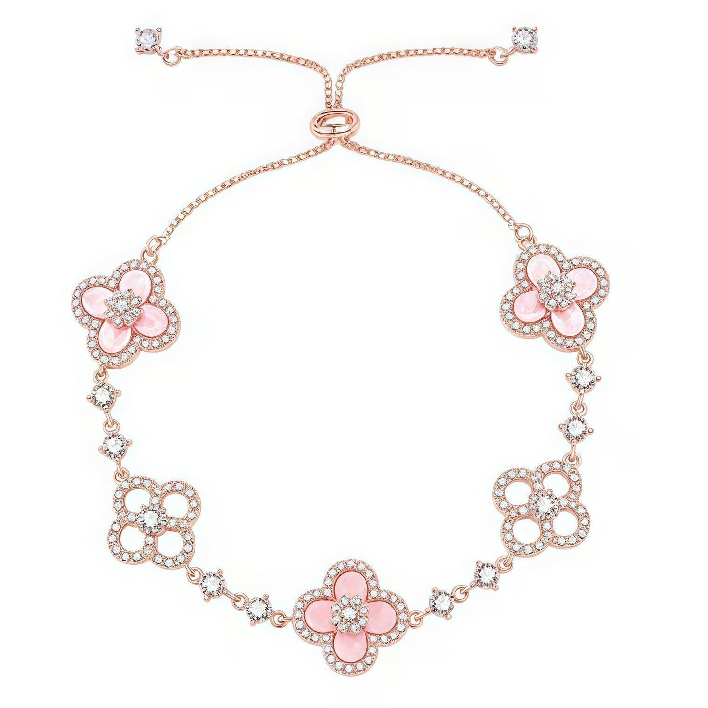 ¡®Glow Jewelry¡¯CLOVER 5 MOTIF PINK BLUE RED WHITE BRACELET