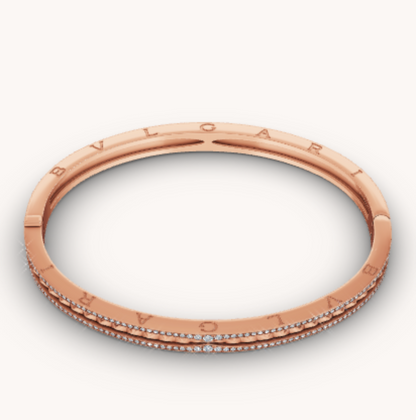 [Glow Jewelry]ZERO 1 SPIRAL AND PAVED DIAMOND PINK GOLD BRACELET
