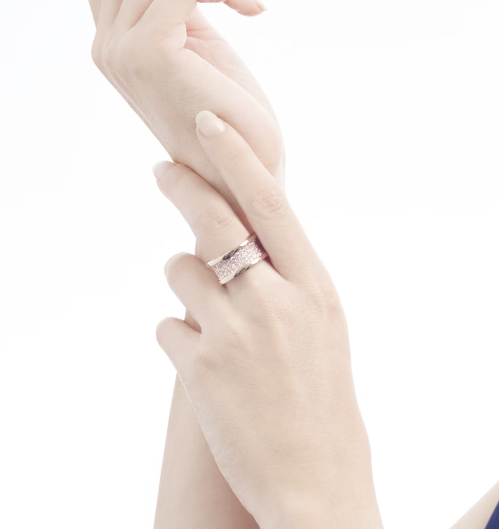 [Glow Jewelry]ZERO 1 WITH PAVED DIAMONDS ON THE SPIRAL RING