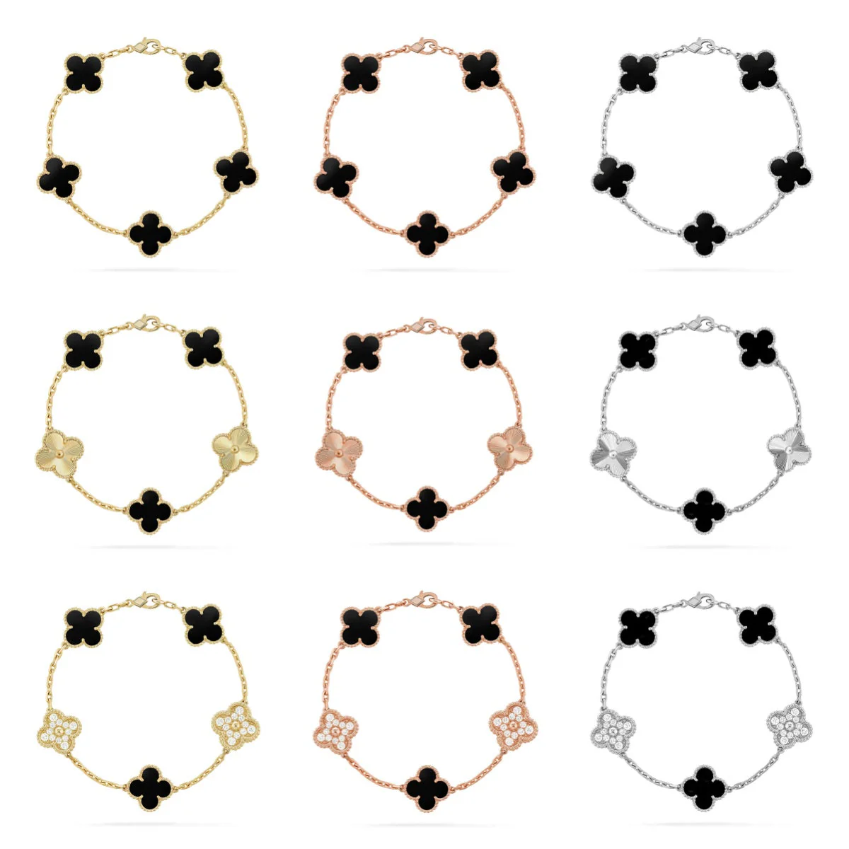 [Glow Jewelry] CLOVER 5 MOTIF ONYXS BRACELET COLLECTION