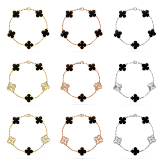 [Glow Jewelry] CLOVER 5 MOTIF ONYXS BRACELET COLLECTION