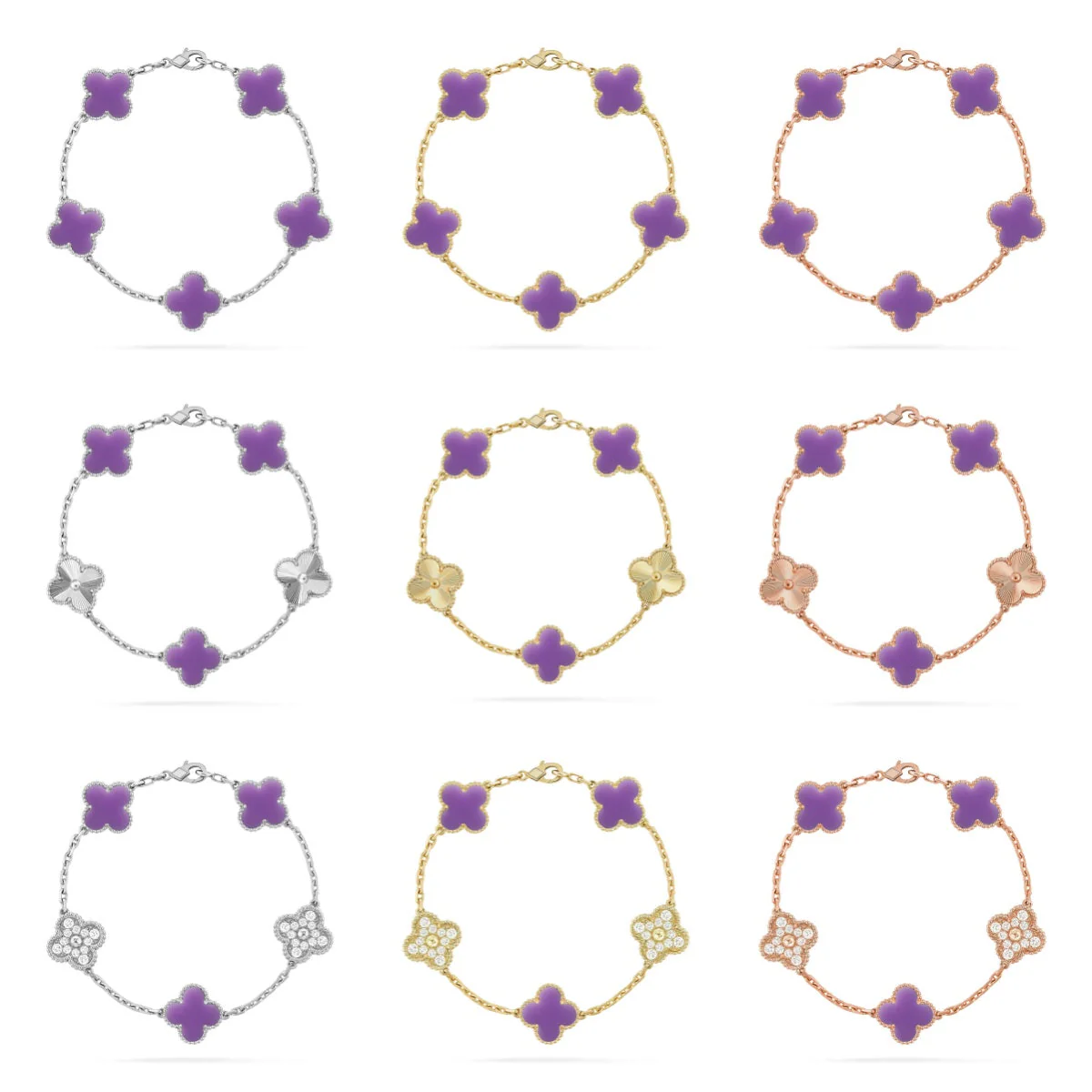 [Glow Jewelry]CLOVER 5 MOTIF LIGHT PURPLE BRACELET COLLECTION
