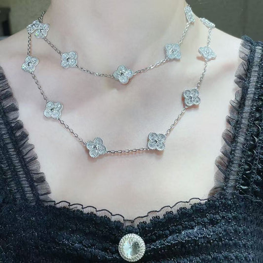 [Glow Jewelry]CLOVER 20 MOTIFS FULL-DIAMOND NECKLACE