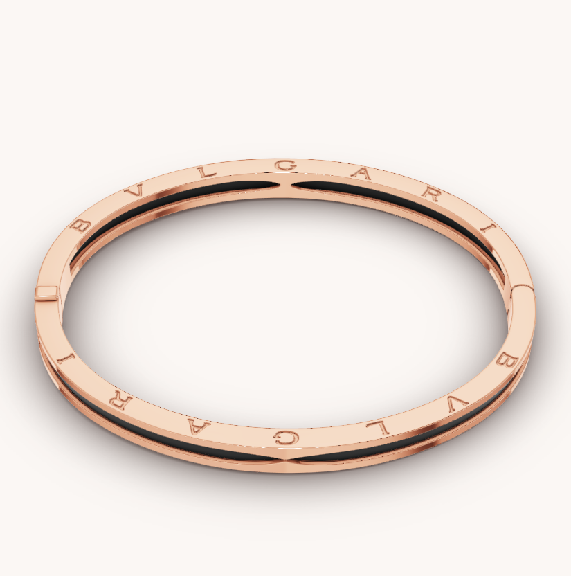 [Glow Jewelry]ZERO 1 PINK GOLD WITH BLACK CERAMIC BRACELET