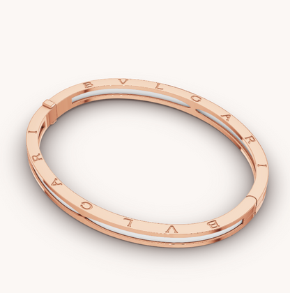 [Glow Jewelry]ZERO 1 PINK GOLD WITH WHITE CERAMIC BRACELET