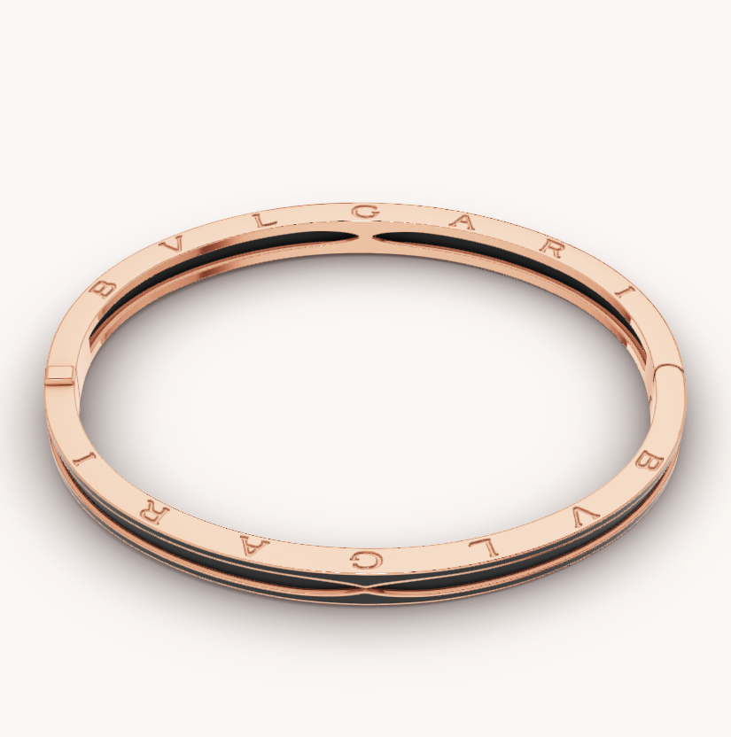 [Glow Jewelry]ZERO 1 PINK GOLD WITH MATTE BLACK CERAMIC BRACELET