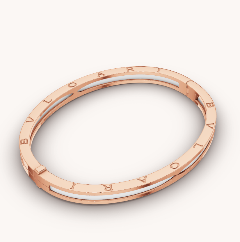 [Glow Jewelry]ZERO 1 PINK GOLD WITH WHITE CERAMIC BRACELET