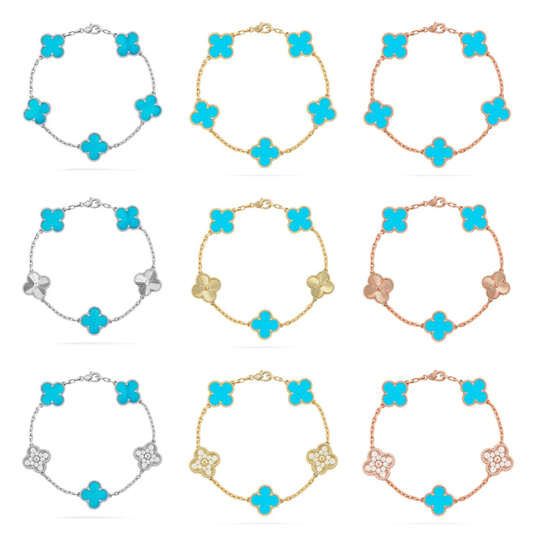[Glow Jewelry] CLOVER 5 MOTIF TURQUOISE BRACELET COLLECTION