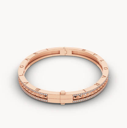 [Glow Jewelry]ZERO 1 SPIRAL AND PAVED DIAMOND PINK GOLD BRACELET