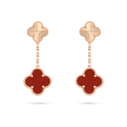 [Glow Jewelry]CLOVER 2 MOTIF  LASER CARNELIAN EARRINGS