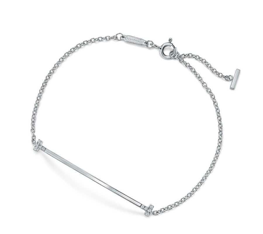 [Glow Jewelry]Tiffany & Co. Tiffany T Smile Double T Diamond Link Bracelet