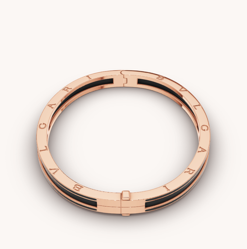 [Glow Jewelry]ZERO 1 PINK GOLD WITH MATTE BLACK CERAMIC BRACELET