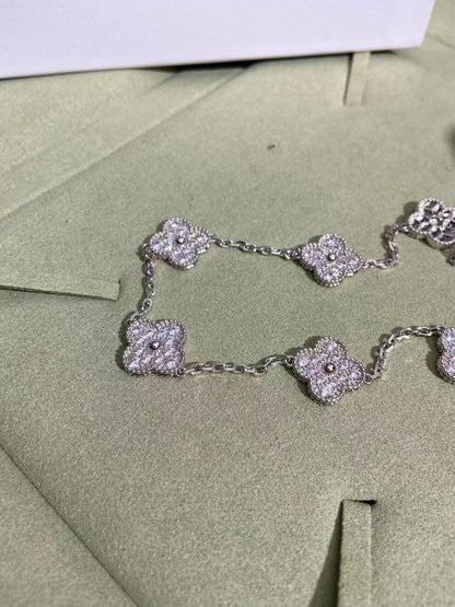 [Glow Jewelry]CLOVER 10 MOTIFS  FULL DIAMOND NECKLACE
