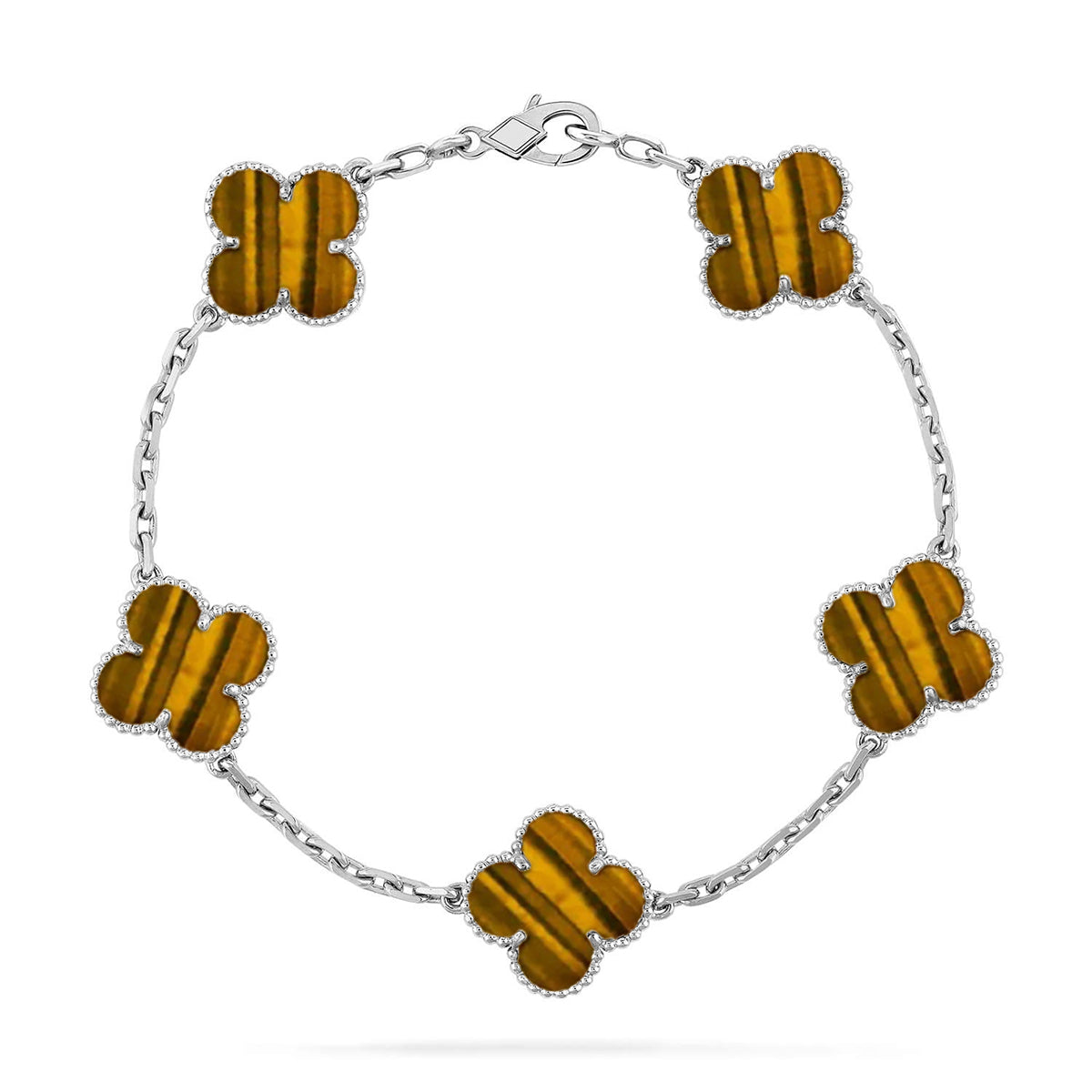 [Glow Jewelry]New  CLOVER 5 MOTIFS TIGER EYE BRACELET COLLECTION