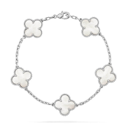 [Glow Jewelry]CLOVER WHITE PEARL MOP 5 MOTIF BRACELET COLLECTION
