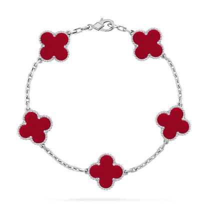 [Glow Jewelry] CLOVER 5 MOTIF RED CORNELIAN BRACELET COLLECTION