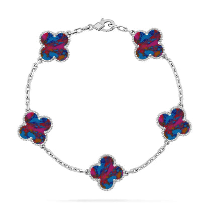 [Glow Jewelry]New CLOVER 5 MOTIF COLOR GEMSTONES BRACELET COLLECTION