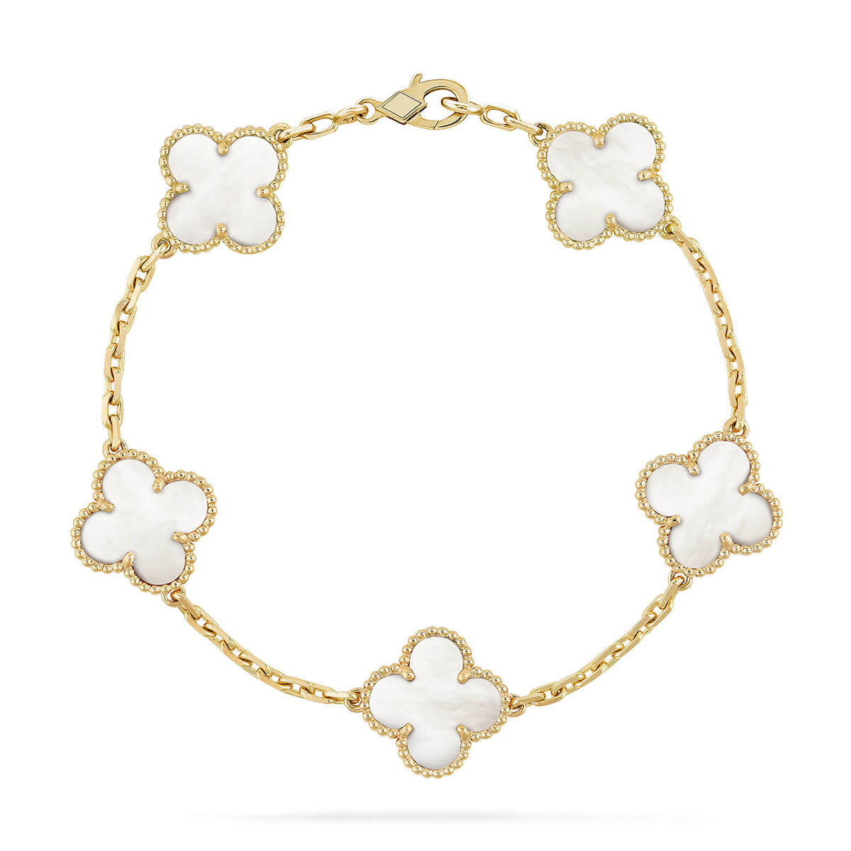 [Glow Jewelry]New CLOVER WHITE PEARL MOP 5 MOTIF BRACELET COLLECTION