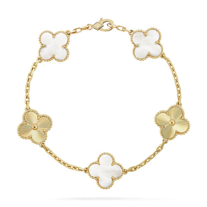 [Glow Jewelry]New CLOVER WHITE PEARL MOP 5 MOTIF BRACELET COLLECTION