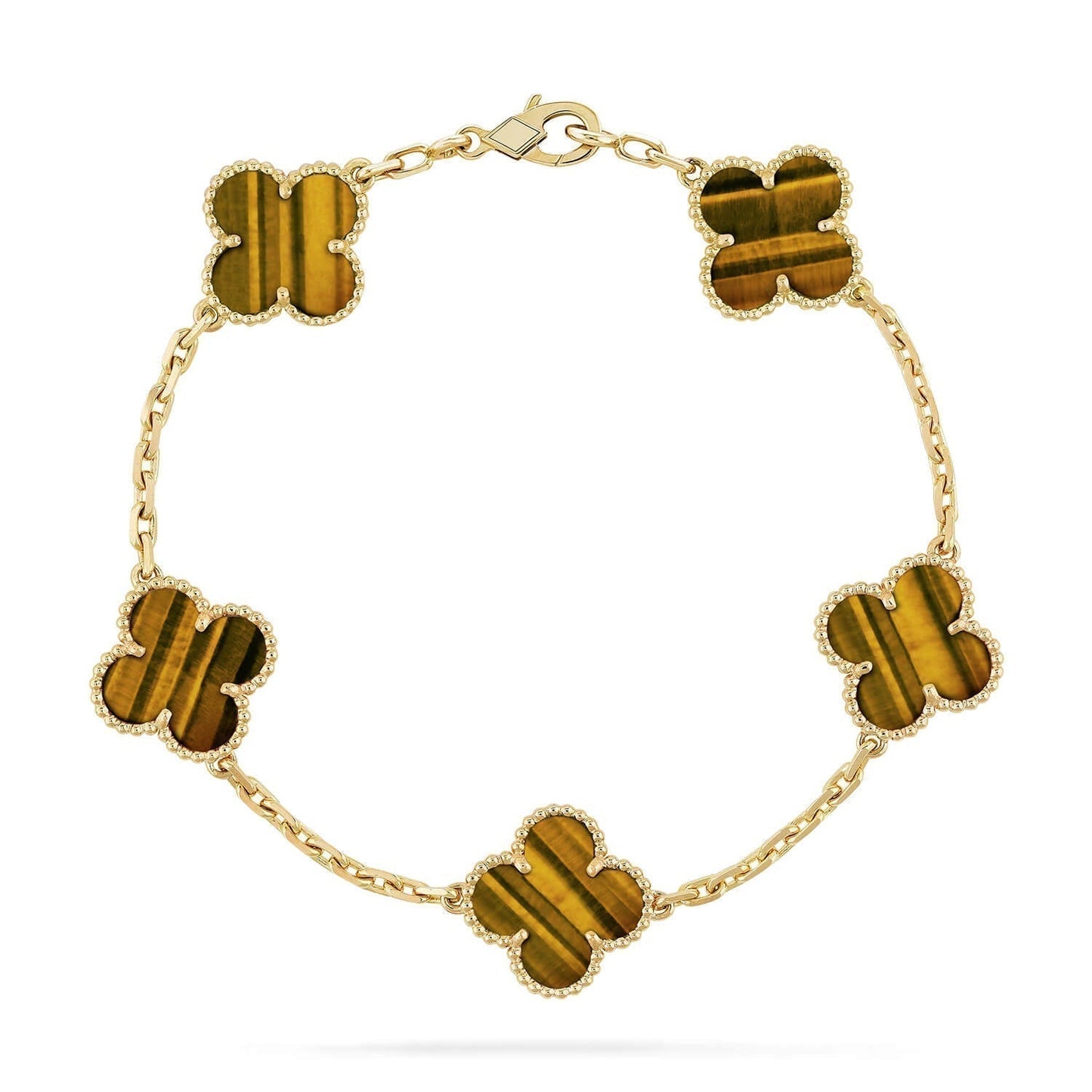 [Glow Jewelry] CLOVER 5 MOTIFS TIGER EYE BRACELET COLLECTION