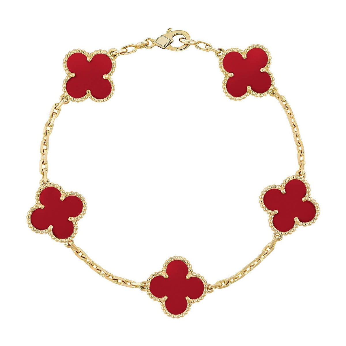 [Glow Jewelry]New  CLOVER 5 MOTIF RED CORNELIAN BRACELET COLLECTION