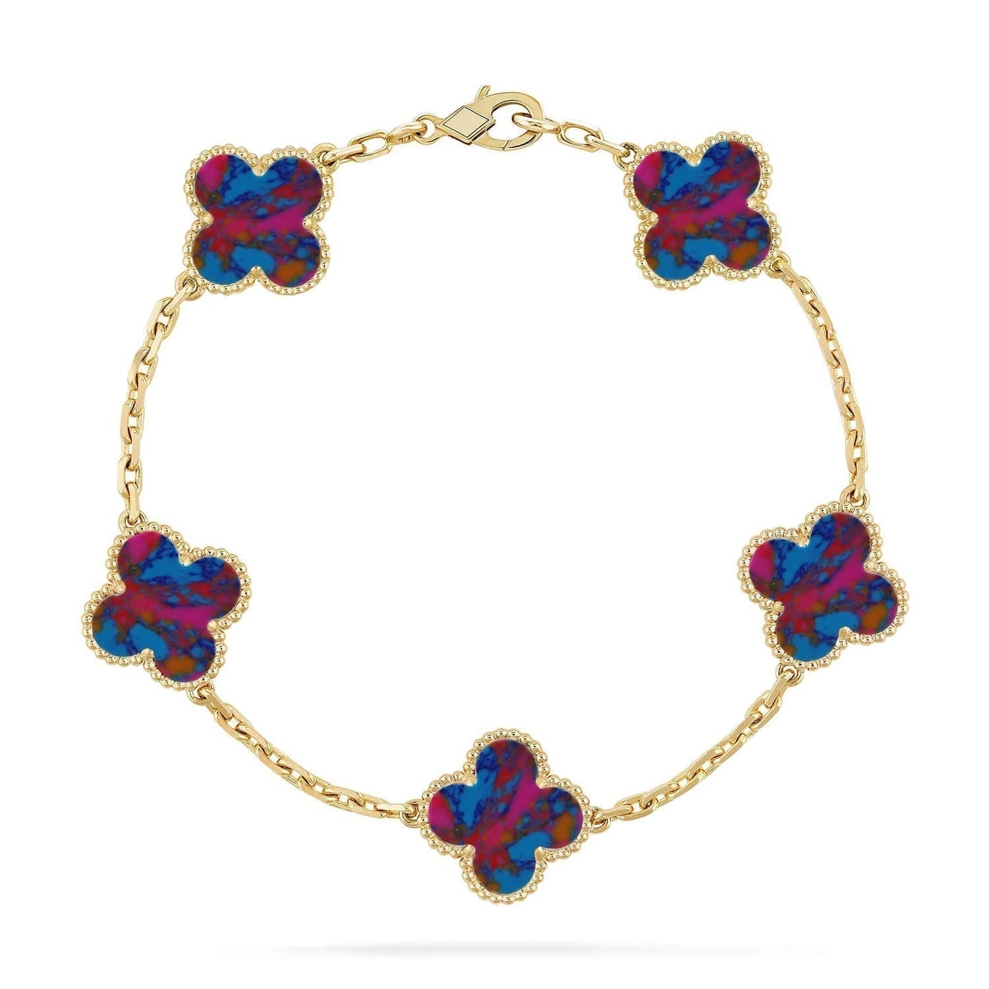 [Glow Jewelry]CLOVER 5 MOTIF COLOR GEMSTONES BRACELET COLLECTION