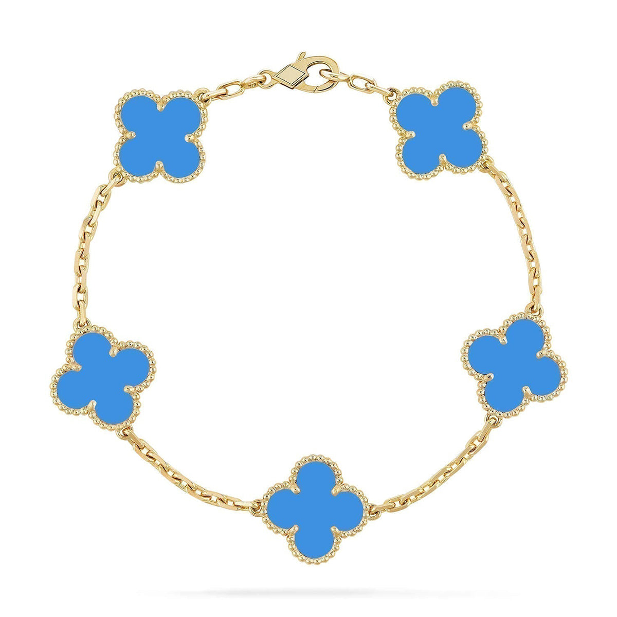 [Glow Jewelry]New CLOVER 5 MOTIF BLUE AGATE BRACELET COLLECTION