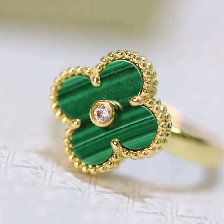 ¡®Glow Jewelry¡¯CLOVER MALACHITE RING GOLD DIAMOND