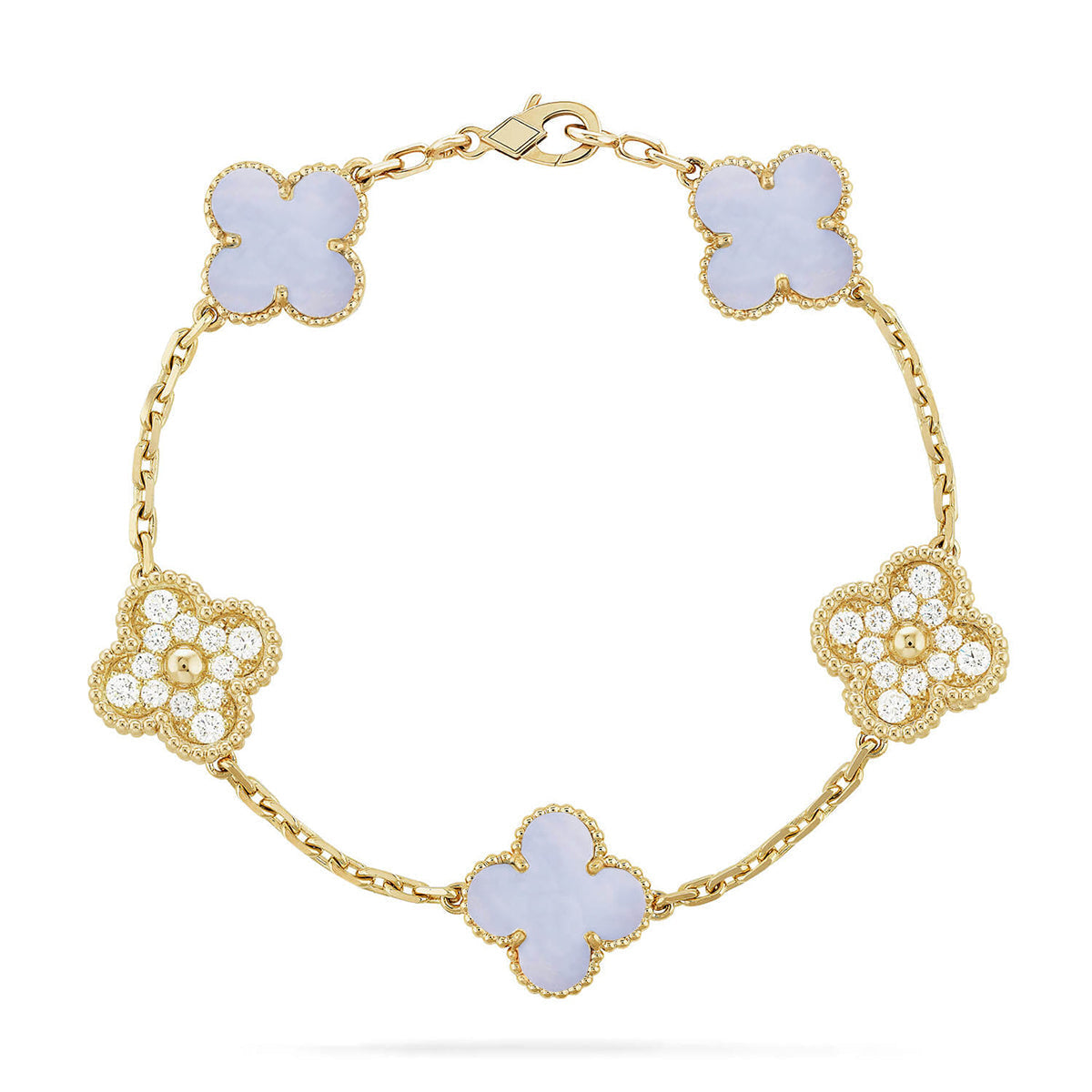 [Glow Jewelry]New  CLOVER 5 MOTIF PURPLE CHALCEDONY BRACELET COLLECTION