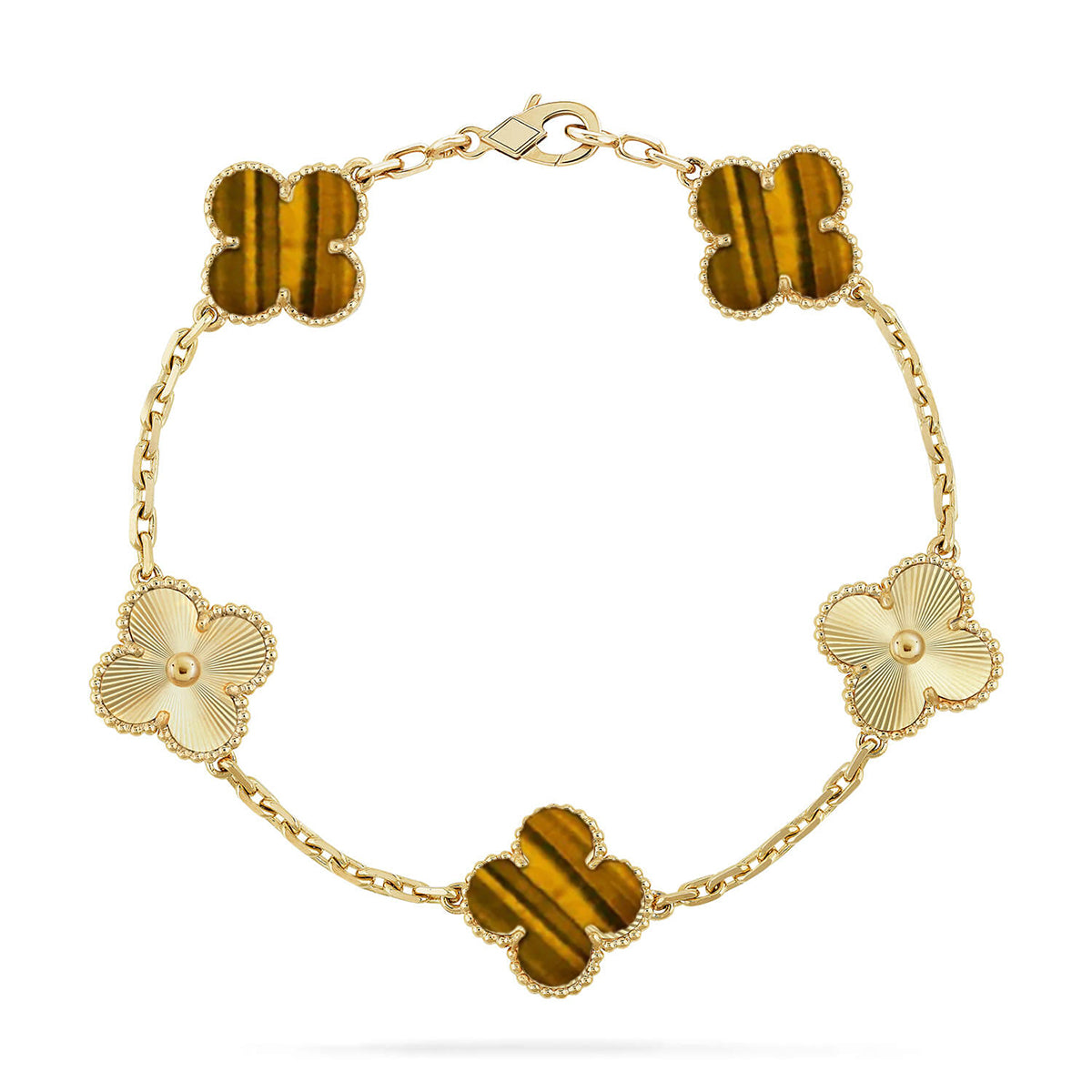 [Glow Jewelry]New  CLOVER 5 MOTIFS TIGER EYE BRACELET COLLECTION