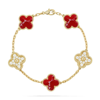 [Glow Jewelry]New CLOVER 5 MOTIF RED PATTERN BRACELET COLLECTION