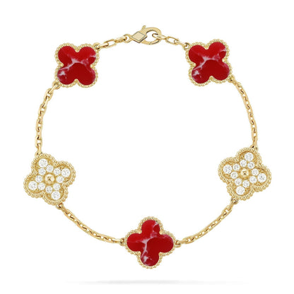 [Glow Jewelry]CLOVER 5 MOTIF RED PATTERN BRACELET COLLECTION