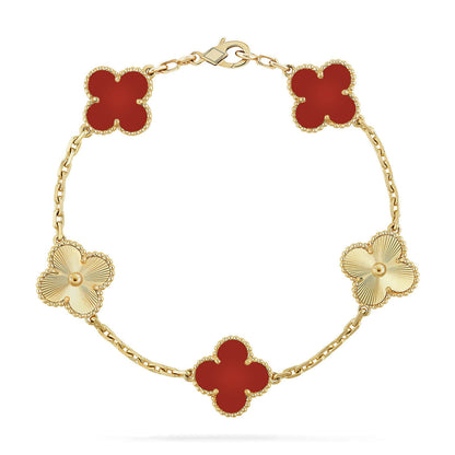 [Glow Jewelry] CLOVER 5 MOTIF RED CORNELIAN BRACELET COLLECTION