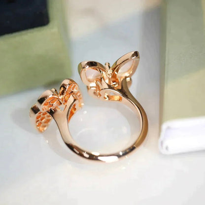 ¡®Glow Jewelry¡¯TWIN BUTTERFLY DIAMOND MOP RING