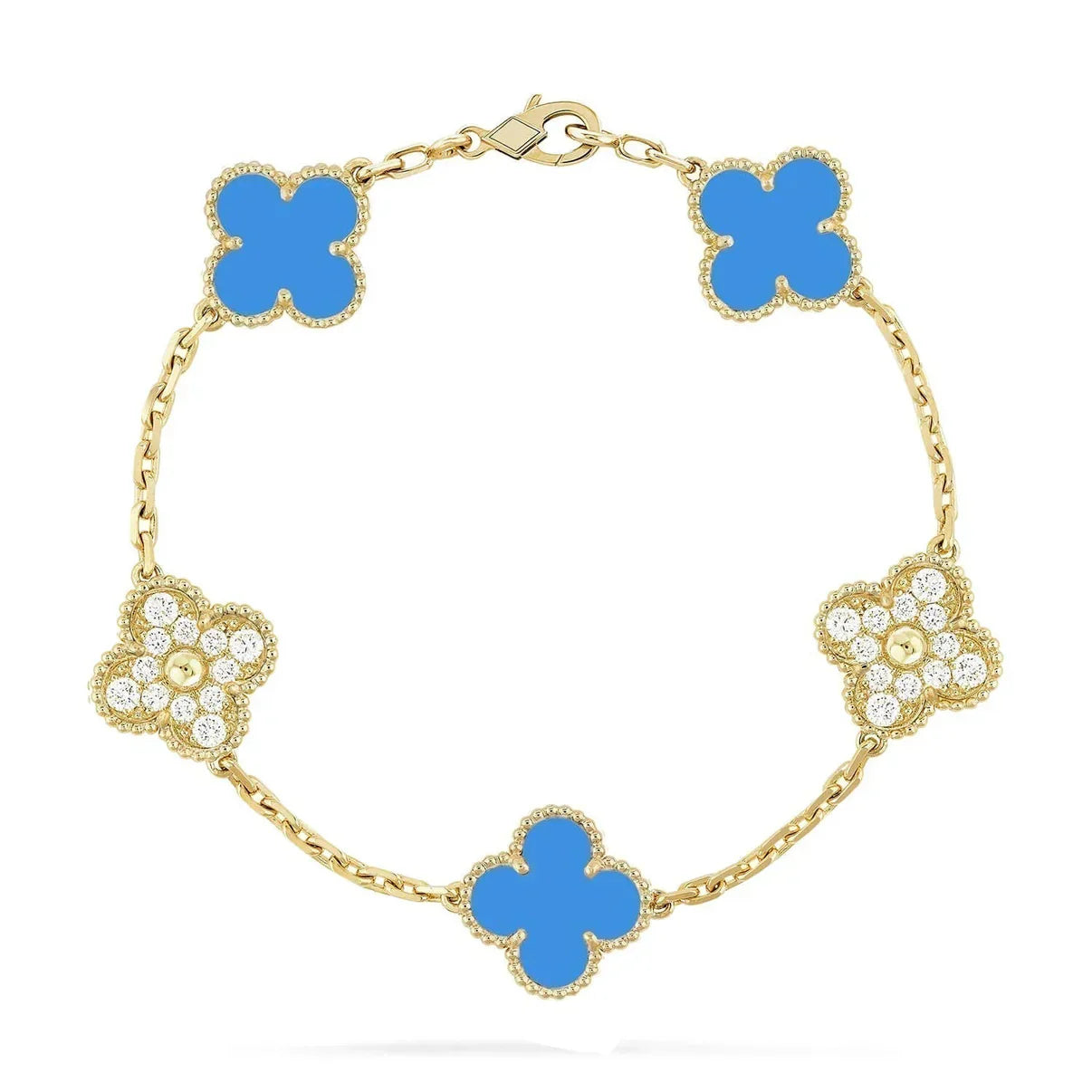 [Glow Jewelry]New CLOVER 5 MOTIF BLUE AGATE BRACELET COLLECTION