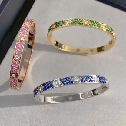 [Glow Jewelry]2026 PAVE GEMSTONE LOVE BRACELET 6.1MM 10 DIAMONDS