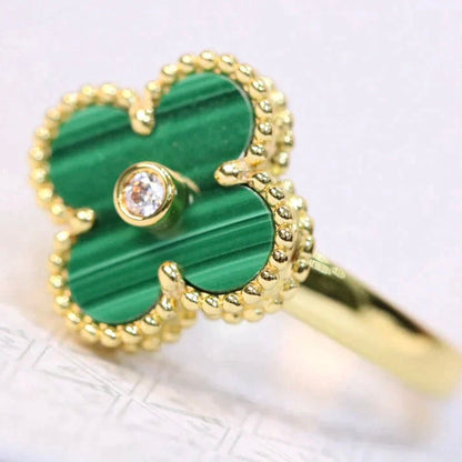 ¡®Glow Jewelry¡¯CLOVER MALACHITE RING GOLD DIAMOND