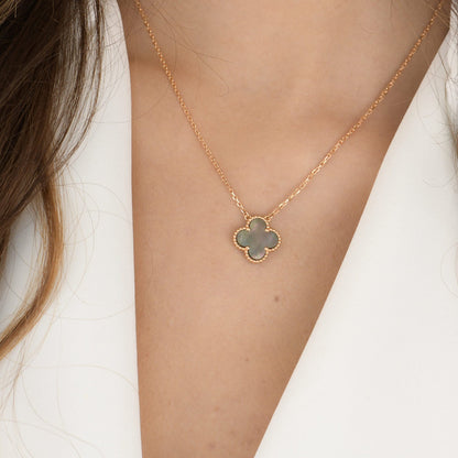 ¡®Glow Jewelry¡¯CLOVER 15MM  GRAY MOTHER OF PEARL NECKLACE