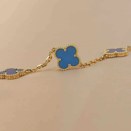 [Glow Jewelry]New CLOVER 5 MOTIF BLUE AGATE BRACELET COLLECTION