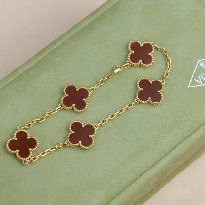 [Glow Jewelry]New  CLOVER 5 MOTIF RED CORNELIAN BRACELET COLLECTION