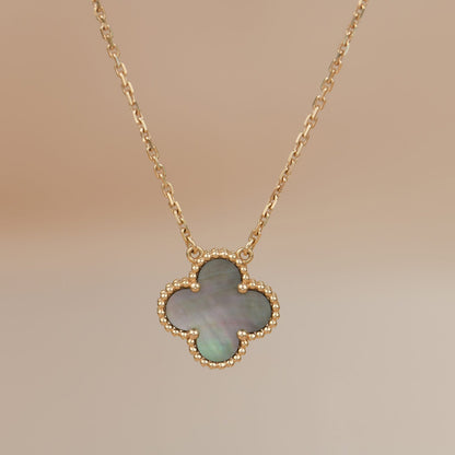 [Glow Jewelry]CLOVER 15MM  GRAY MOTHER OF PEARL NECKLACE