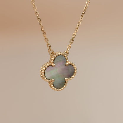 [Glow Jewelry]CLOVER 15MM  GRAY MOTHER OF PEARL NECKLACE
